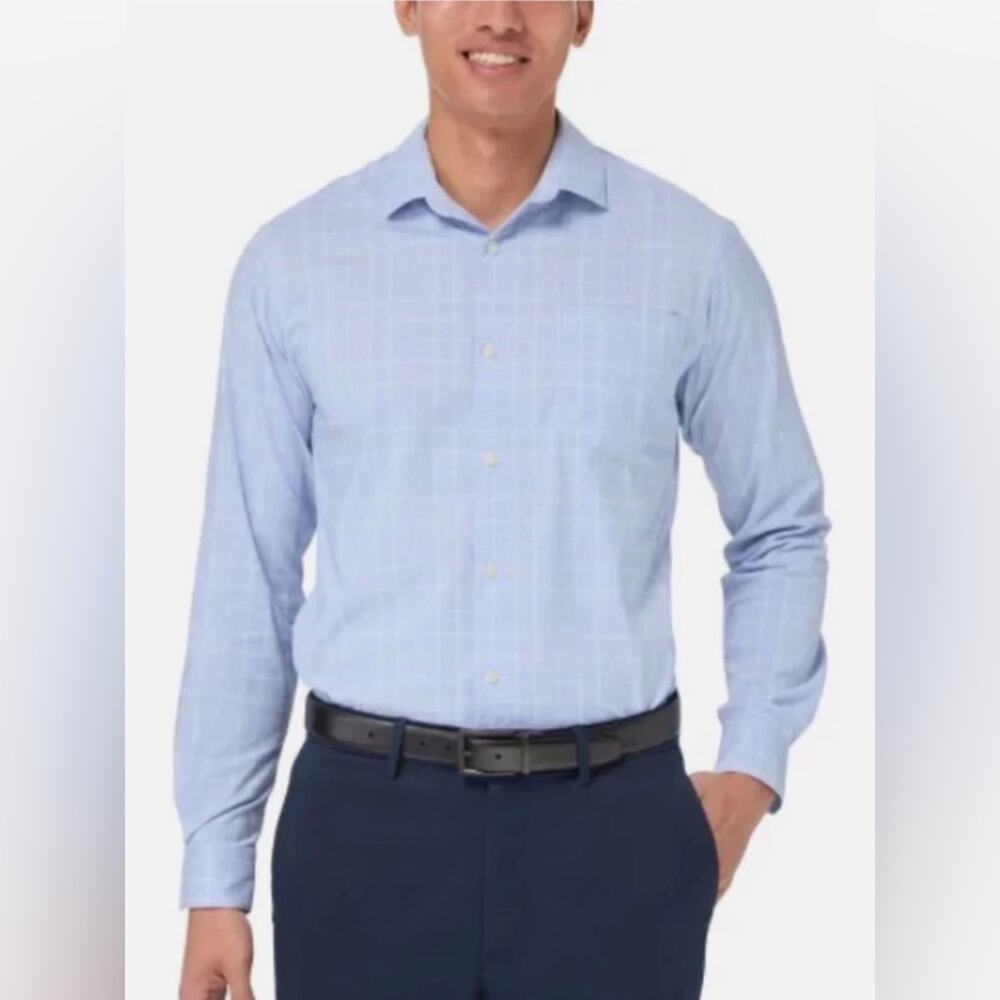 Kirkland Signature Mens Performance Sport Shirt, Blue, XXL (18-18.5 34/35)